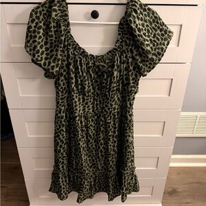 Miami Green and Black Leopard Print Blouse